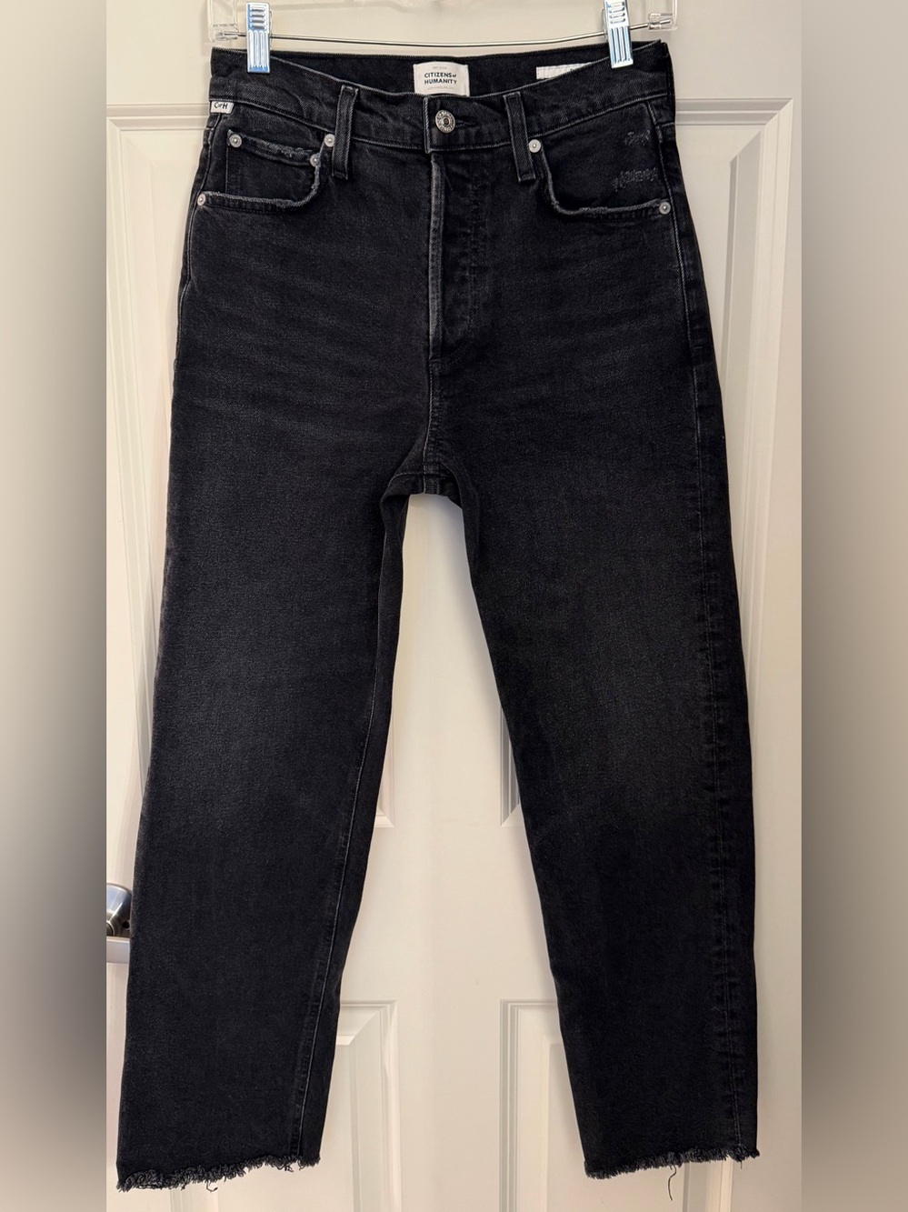 Citizens of Humanity Florence High Rise Straight Leg Jeans, Distressed Black, 25